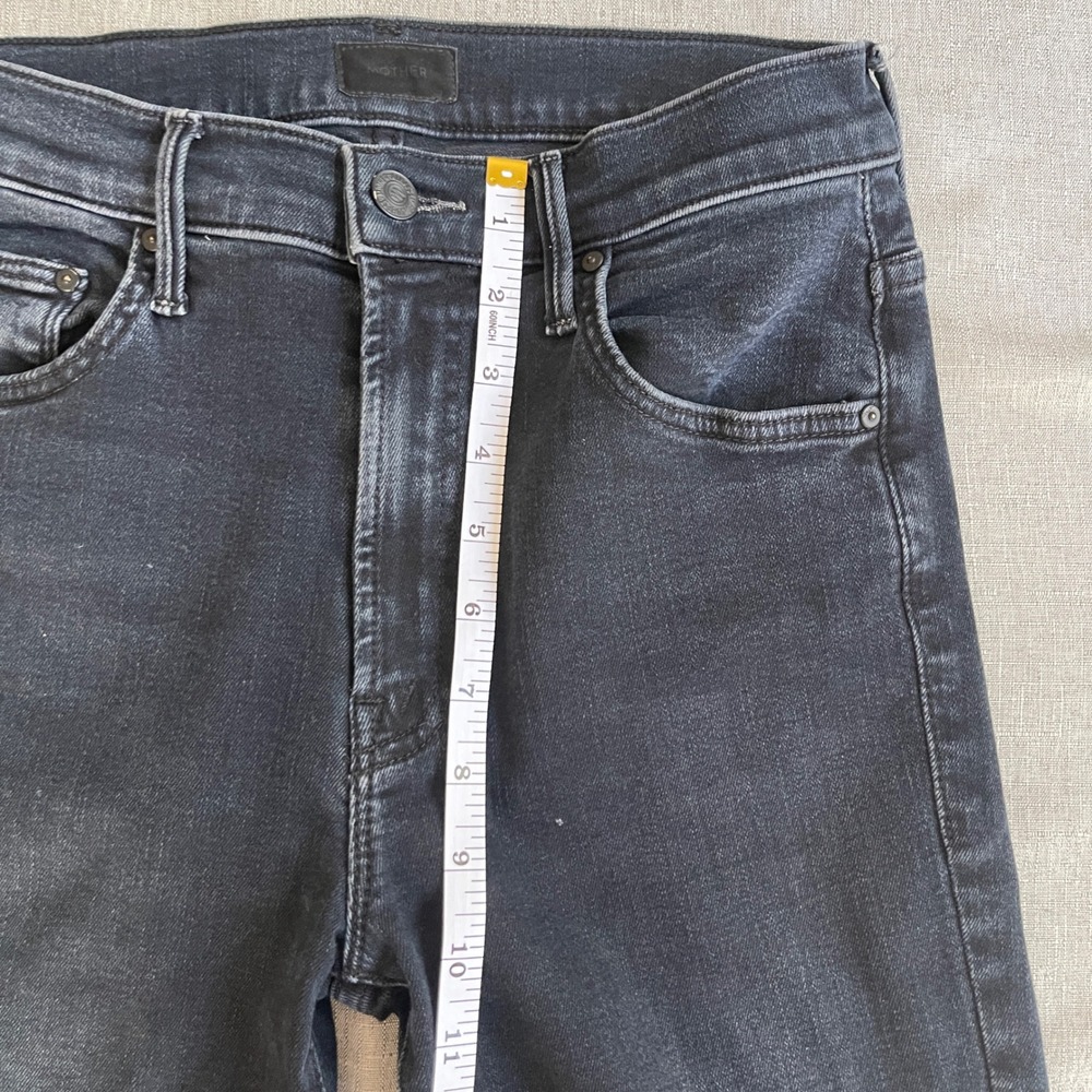 Mother Insider Crop Step Fray Hem Night In Paris Jeans Women 26 Black High Rise - Picture 8 of 16